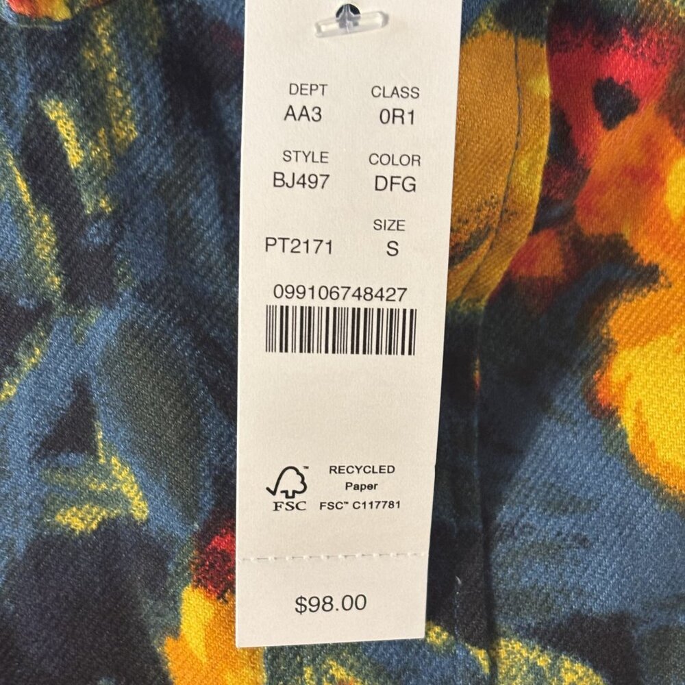 J. Crew Midweight Flannel Shirt Small Regenerative Cotton Floral Print Multicolo - Picture 4 of 10